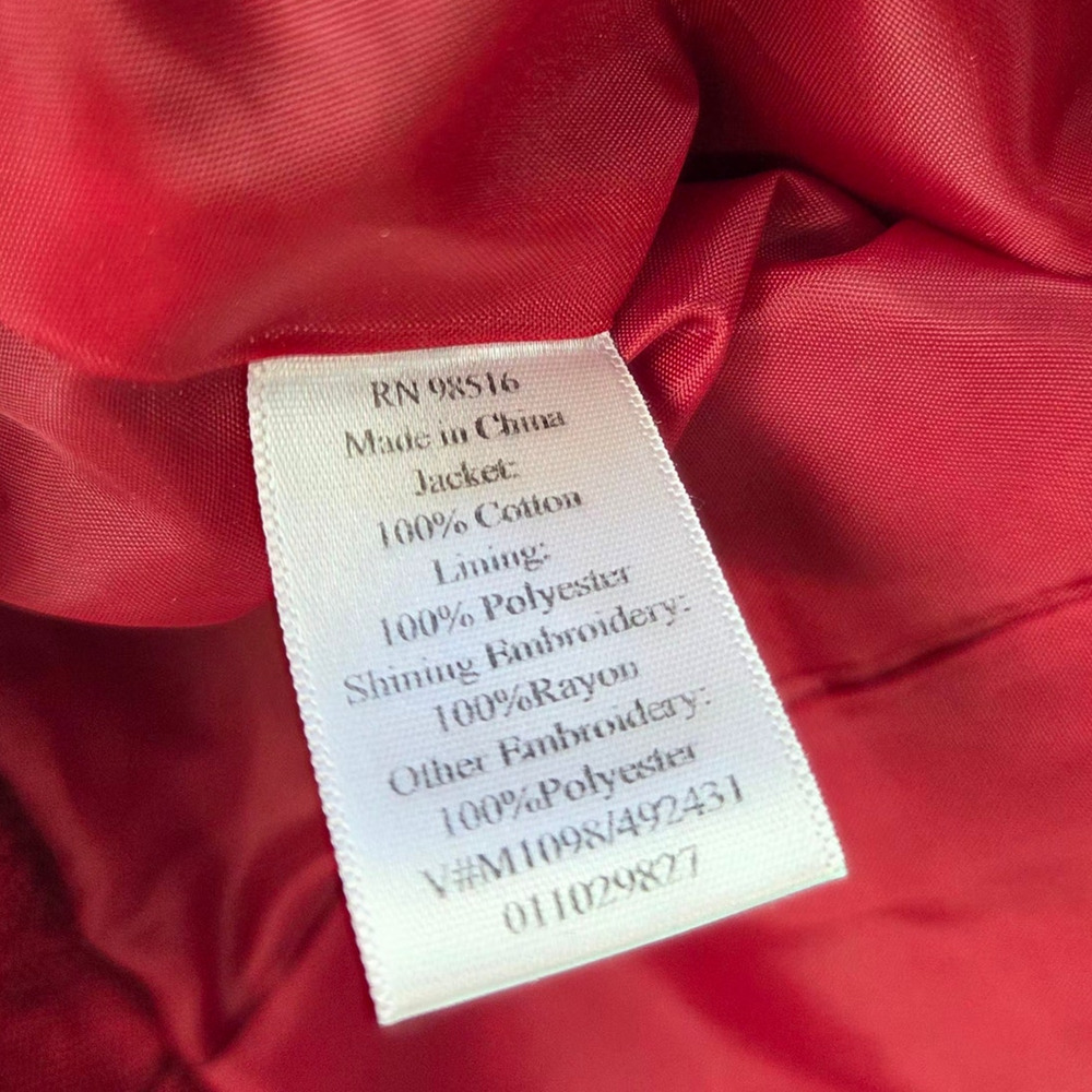Coldwater Creek Red Floral Embroider Blazer 10 Casual Chic Asian Inspired Jacket - Picture 9 of 15
